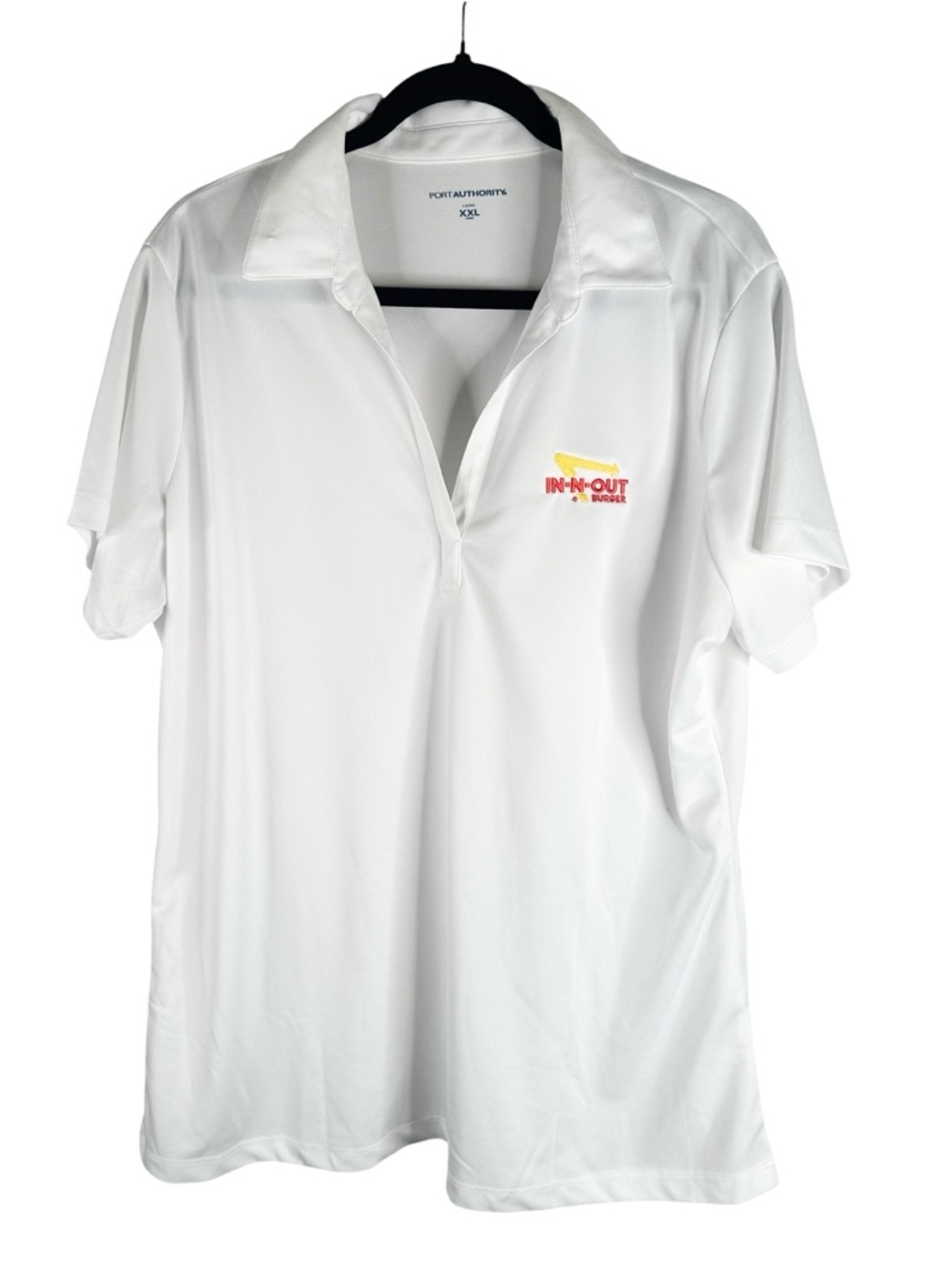 In n Out Burger Women's White V-Neck Short Sleeve Uniform Top Size XXL